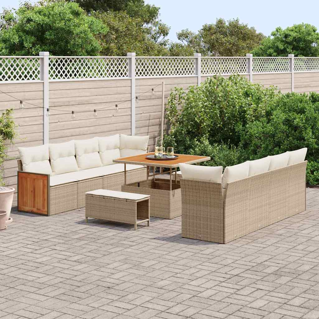 Garten-Sofa-Set 11 pcs Beige und Creme 100 x 100 x 71 cm